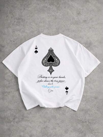 Manfinity EMRG 男女通用复古黑桃A图案短款T恤