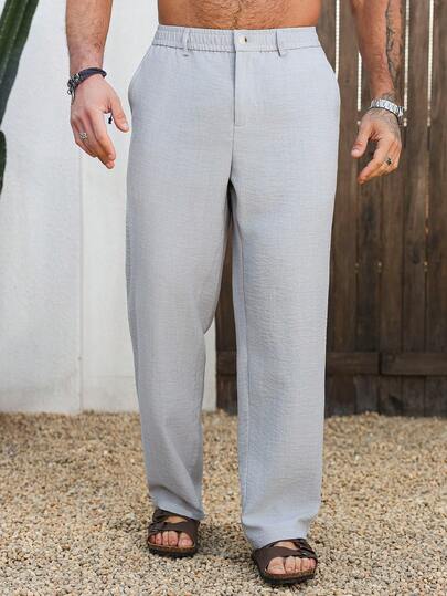 Manfinity RSRT Men's Casual Solid Color Oblique Pocket Tapered Pants,Men Old Money,Daily Leisure, Weekend Trips, Outdoor Activities, Travel Expeditions, Relaxed Work Environments Or Semi-Formal Occasions, Boyfriend/Husband Gift, Anniversary /Birthday Gift Party Summer Vacation Holiday,Wedding,Spring To Summer,Mardi Gras,Mens Soft Breathable Light Grey Long Pants With Drawstring Waist Casual Straight Leg Beach Wear,Grey Dress Pants Men,Men Slacks,Summer Breathable Slacks For Men,Men Suit Pants,Business Pants