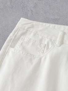 Manfinity Denimwave 男士印花口袋宽松休闲牛仔裤 - 白色 - 查看 3