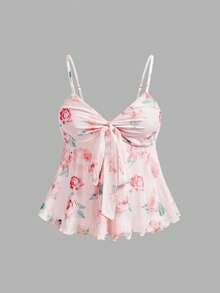 SHEIN MOD Bộ 2 áo hai dây nữ in hoa và màu trơn, kiểu babydoll, áo dễ thương, áo nơ, áo mùa hè, áo mùa xuân, áo thanh lịch, áo đi chơi, áo lưới, áo dự tiệc trà, áo nữ dễ thương, áo đi nghỉ mát, áo đi nghỉ lễ, áo thường ngày, áo đi biển - Nhiều màu - Xem 5