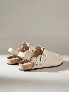 Solecia 女士平底软皮一脚蹬鞋，舒适百搭，适合通勤。 - 灰色 - 查看 4