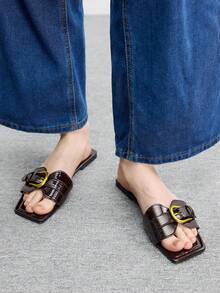 CUCCOO BIZCHIC 女士银色网面简约平底优雅休闲舒适一脚蹬鞋，适合工作、通勤、约会、正式场合等春季穿着。 - 棕色 - 查看 4