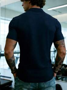 Manfinity Sport PWRUP 男士运动Polo衫 - 藏蓝色 - 查看 2