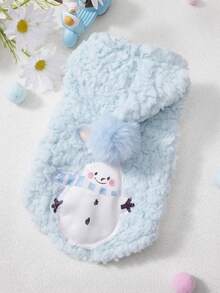 PETSIN Teddy Snowman Pattern Hooded Sweatshirt Bichon Winter Clothes Schnauzer Warm Padded Coat Dog Outdoor Thickened Outerwear - Blue - View 2