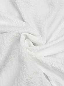 SHEIN CURVE+ 大码女式休闲碎花V领短袖连衣裙，夏季连衣裙 - 白色 - 查看 8