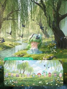 POKOJA LAND 盲盒（非毛绒）Dreamcor Island 卡通人物盲盒 - 可爱ABS收藏人偶，内含隐藏UFO造型，便携式桌面摆件，是送给朋友、家人和玩具收藏家的理想礼物，可爱卡通人物装饰摆件 - 潮玩盲盒 - 查看 2