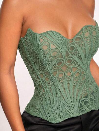 Radiana Women's Sexy French Lace-Up Corset Shapewear