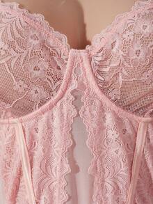 1 bộ đồ ngủ lụa không gọng màu hồng có dây buộc nơ, bộ 2 món - Hồng - Xem 7