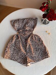SHEIN EZwear Frauen Große Größen Leoparden-Muster Sexy modischer Bandeau-Jumpsuit - Verschiedenfarbig - Übersicht 7