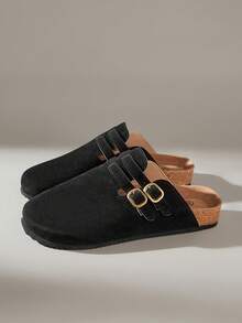 Solecia 女士平底软皮一脚蹬鞋，舒适百搭，适合通勤。 - 黑色 - 查看 6