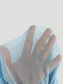 Modelyn 女士优雅刺绣网纱连衣裙，适合派对和聚会 - 藍色 - 查看 8