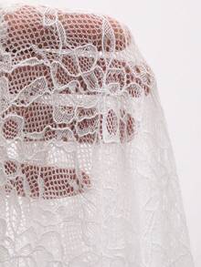 Livesso Women's Solid Color Lace Patchwork Sexy T-Shirt - White - View 9