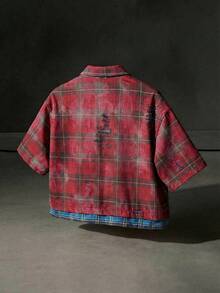 NEON BLANC Men's Contrast Plaid Short Sleeve Single-Breasted Casual Shirt - Multicolor - View 2