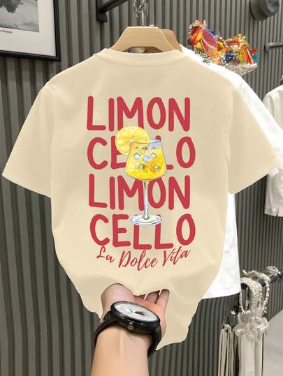 Claim Dot Camiseta ajustada casual de hombre con estampado de limones rojos, adecuada para uso diario y vacaciones