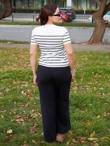 Lupita Cardoza Women Striped Casual Versatile T-Shirt Graphic Tees Women Tops - Black and White - View 2