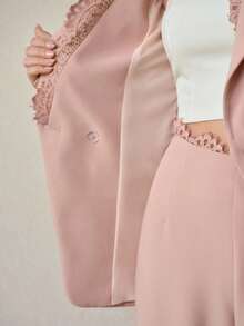 MOTF PREMIUM LACE PATCHWORK ELEGANT FITTED BLAZER, SPRING/SUMMER - Pink - View 8