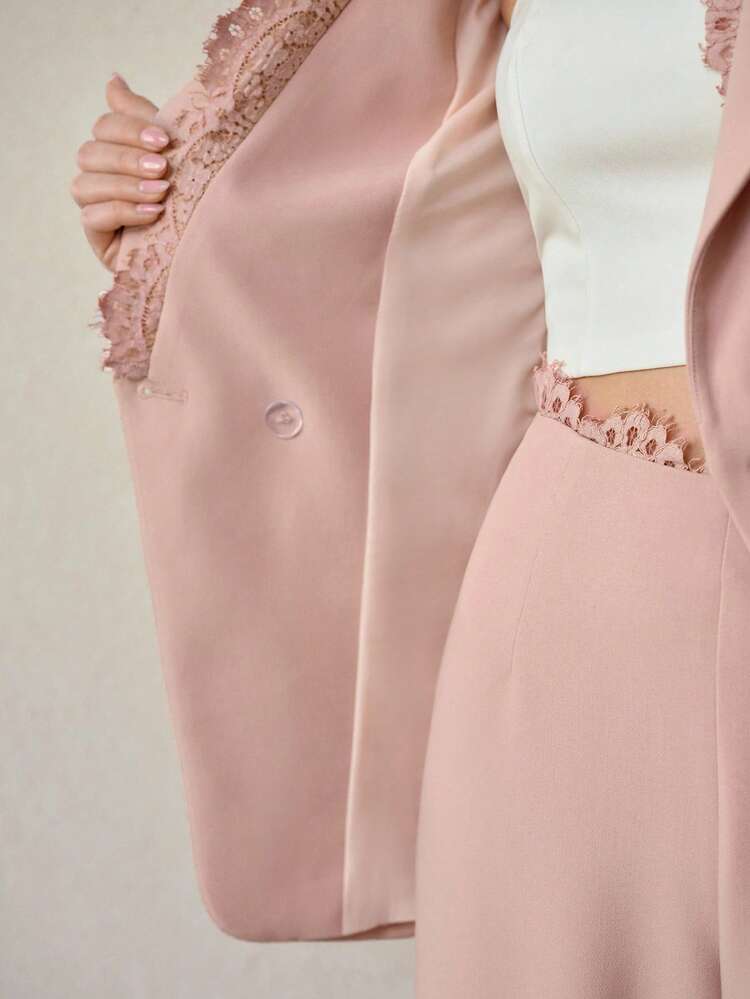 LACE PATCHWORK ELEGANT FITTED BLAZER, SPRING/SUMMER