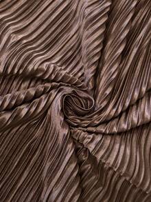 Auralis Plus Size Women Pleated Round Neck Flare Sleeve Top And Midi Skirt Elegant 2-Piece Set Pleated Skirt Set Brown Two Piece Set Women Modest Two Piece Set Elegant Casual Two Piece Set Spring Outfit For Women, Spring Set For Women - Brown - View 7