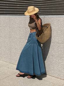 DAZY Women's Loose Casual Denim Skirt, Stylish Design For Spring And Summer Vacation - Blue - View 5