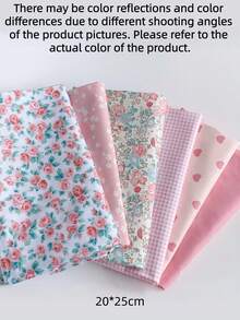 6pcs/Lot Pink Series Printed Cloth ,DIY Handmade Small Farbic ,Rural Fragmented Flower Love Design Twill Fabric, Quilting Patchwork Cloth Group Bedding,Quarters Bundls Of Cloth Block Sewing Scrapbooking Cloth Tecidos - Multicolor - View 11