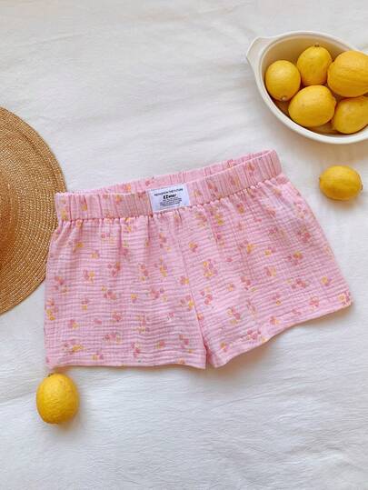 Comfortcana Women's Letter & Ditsy Floral Elastic Waist Casual Loose Shorts, Spring/Summer Outfits For Women