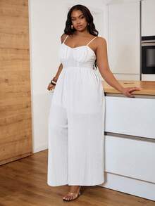 Slaydiva 2026春夏新品音乐节、复活节、圣帕特里克节、西部风、游牧风、生日派对、毕业典礼、大学、学生、日常休闲、百搭、休闲、邮轮旅行、海滩、日光浴、爆款、街头风、婚礼宾客波西米亚风、通勤、早午餐、极简百搭、Y2K街头风、畅销款、日常约会、机场无袖连体裤 - 白色 - 白色 - 查看 4