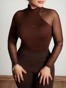 Lupita Cardoza Body femme respirable en maille élastique pour festival de musique printemps/été, fête. Body pour la Saint-Valentin - Marron - Voir 3