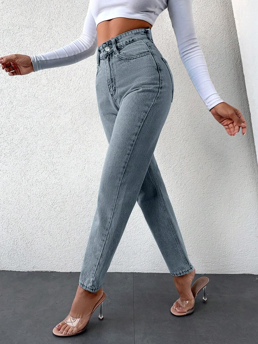 EURMUSE Jeans a vita alta con gamba affusolata e strappi per donne - Lavaggio chiaro - Visualizzare 1