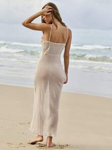 Aralina 女士薄纱格纹高领夏季中长连衣裙，可爱情人节派对假日度假装扮，Y2K斯德哥尔摩风格 - 淺藍色 - 查看 9