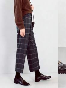 Airaco Women's Casual Plaid Woolen Pants, Suitable For Commuting, Autumn/Winter - Black - View 4