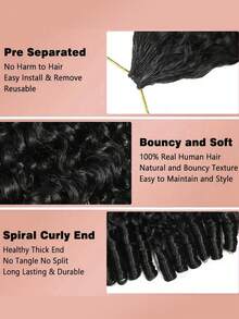 Boho Braids 缅甸卷曲人发钩编接发，100%真人发，60克，18英寸，沙龙级丝滑水润卷发，3c4a发质，轻盈可重复使用，天然黑色，优质真人发接发，适合女性长期佩戴和造型。 - Natural Black - 查看 6