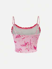 Shutterstock Y2Kool Y2K风格粉色天使爱心蕾丝拼接两件套，女士休闲街头风，适合秋冬季、居家、聚会、度假、日常穿着、情人节等场合。 - 粉色 - 查看 8