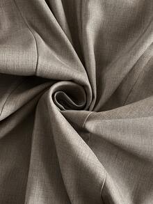 Firerie Women's Elegant Commuting Daily Versatile Street Fashion New Asymmetric Lapel Button Waist Sleeveless Blazer Vest And High Waist Pants Khaki Gray 2-Piece Suit Set, Autumn/Winter - Khaki - View 8