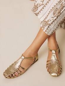 Styleloop Women Flat Sandals - Champagne - View 1