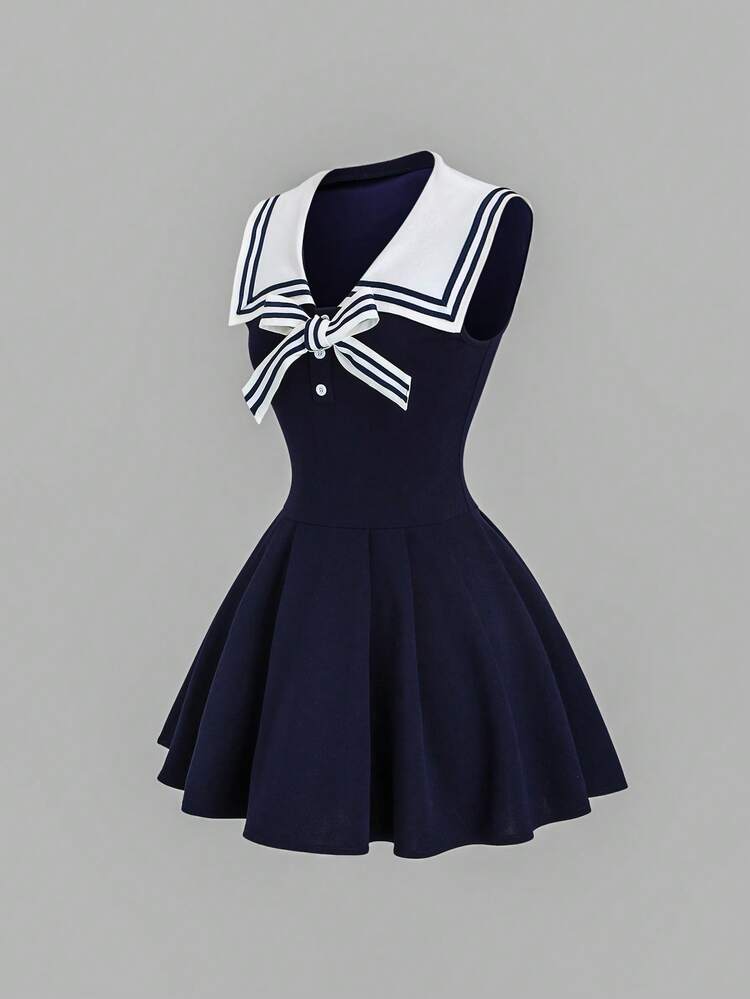cute sailor dress Ladies Girl Gothic Dress Ruffled Midi Sailor Suit Japanese Lolita Preppy  Cute