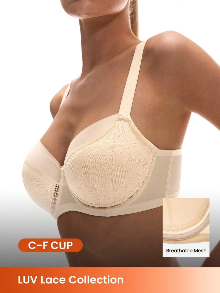 Lightly Lined Mesh Lace Support Bra