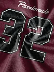 Manfinity Campus Court 休闲运动短袖T恤，美式橄榄球风格，32号网眼设计，激情印花，男女皆宜 - 彩色 - 查看 4