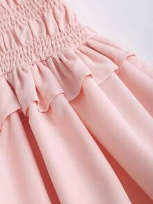 Sweetra 女士粉色派对连衣裙，圣诞派对连衣裙，新年装扮，感恩节装扮，沙滩裙，派对连衣裙，优雅派对连衣裙，新款春夏秋冬派对连衣裙，适合派对、通勤、日常、旅行、度假，系带蝴蝶结，A字裙摆，荷叶边下摆，褶裥设计，收腰，修身剪裁，可爱俏皮迷你连衣裙 - 粉色 - 查看 5