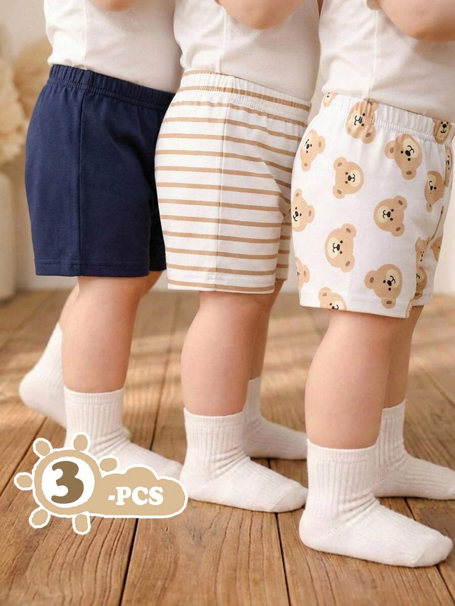 SHEIN Vintaside Kids 3件套男婴可爱恐龙印花套装，春夏款 - 彩色 - 查看 1