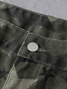 Manfinity Denimwave Men's Street Fashion Casual Multi-Pocket Flared Leg Camouflage Denim Jeans - Multicolor - View 8