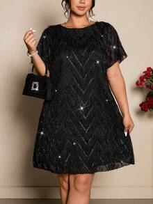 Cravure 优雅奢华流苏面料露背蝴蝶结系带设计大码女装 - 黑色 - 查看 7