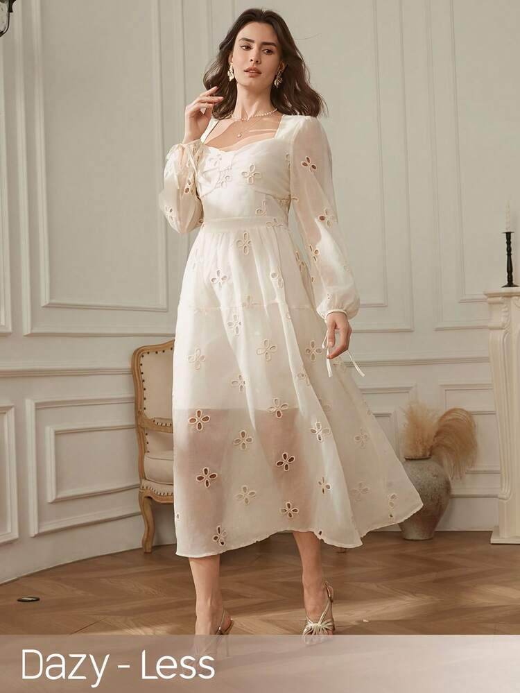 Spring/Summer Lace White Dress, Elegant For Wedding, Party, Formal Occasion, Commute Dress Sundress