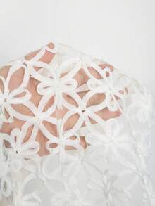 Zestiva 女士性感刺绣纹理扭结下摆罩衫半身裙，夏季 - 白色 - 查看 6