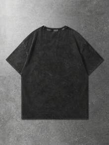 ROMWE MEN Street Life Spring Casual Graphic Men'S Funny Graffiti Portrait Print Washed Crinkle Short Sleeve T-Shirt, Summer - Black - View 2