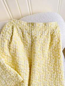 SHEIN Tween Girl Solid Color Crew Neck Sleeveless Shirt And Pants Casual Outfit - Yellow - View 7