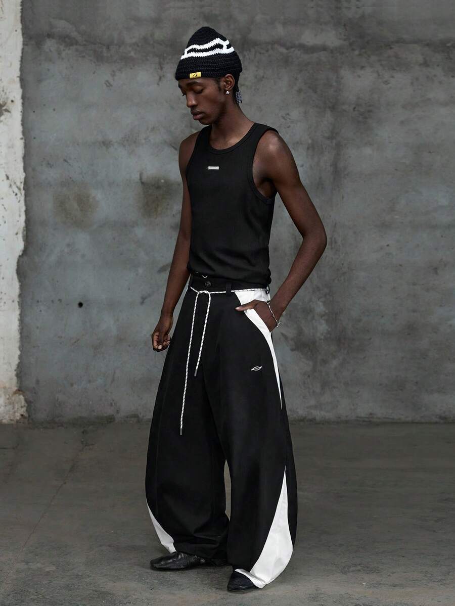 NEON BLANC Áo tank top nam dáng rộng không tay, màu đen, có họa tiết thêu ở lưng, thích hợp cho mùa hè. - màu đen - Xem 1