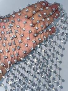 EgrlEra Women's Hollow Out Rhinestone Embellished Sexy Halter Crop Top - Light Grey - View 8