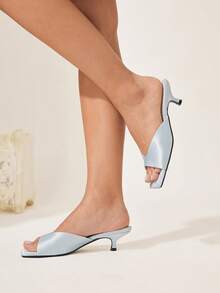 CUCCOO CHICEST Open Toe Heeled Mules Back To School Shoes College Student Shoes Spring Shoes Spring Break Easter For Christmas Valentine's Day Elegant Shoes - Light blue - View 7