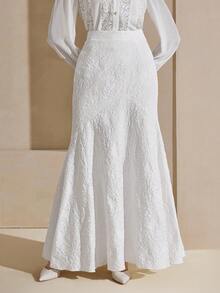 Graceveil Chân váy xếp ly ren màu nâu thanh lịch dành cho nữ - trắng - Xem 7