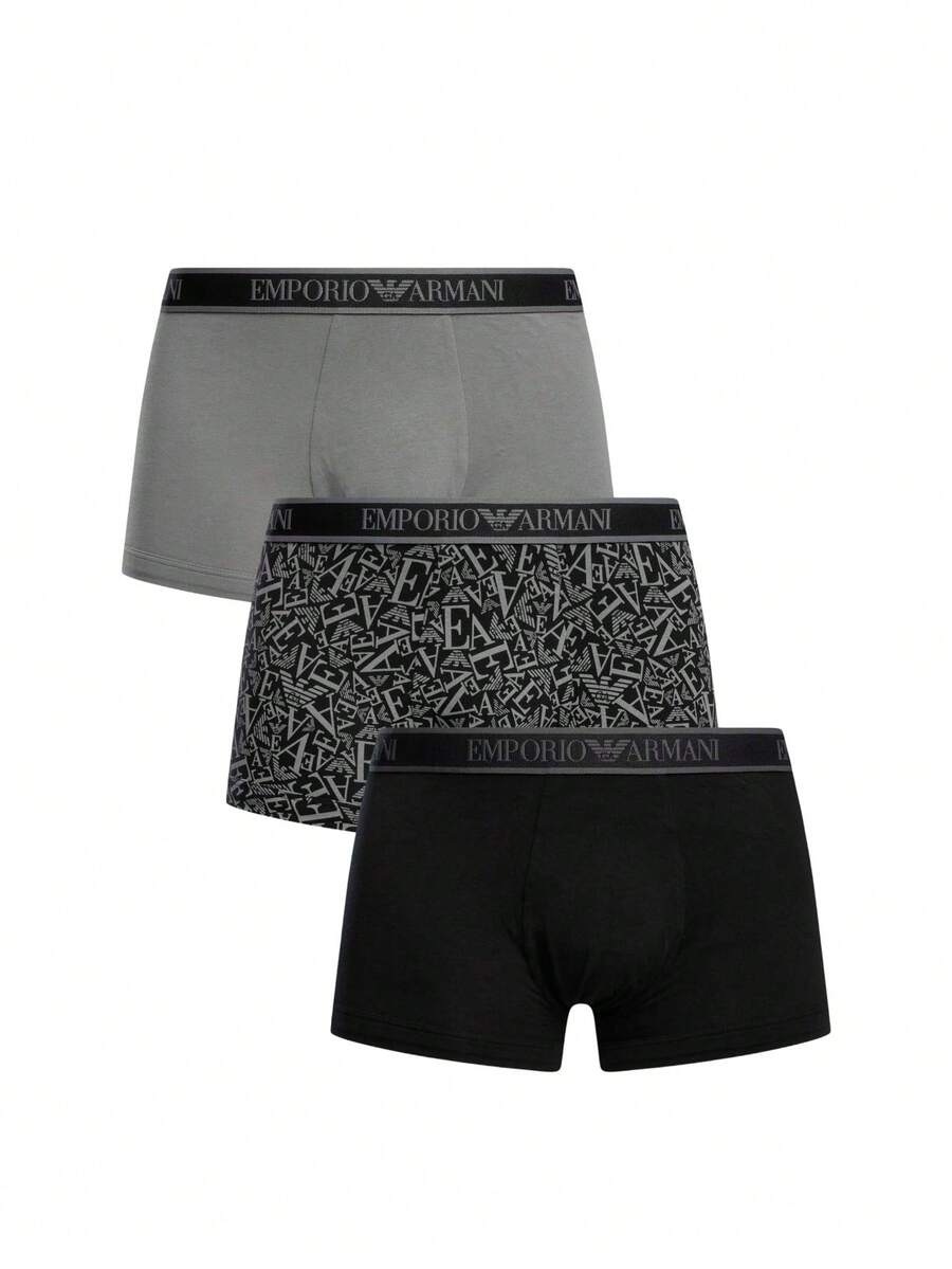 Armani 3 Pack Men's Boxer Briefs - Black/Black Print Shade/Shade - View 1